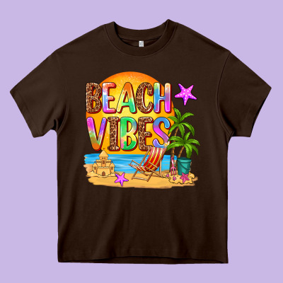 Beach Vibes Heavy Core Tee Designed By Adodesignshop