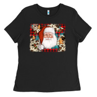 Black cowhide santa cookie socks background Ladies Tee - AdoDesignShop