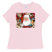 Bubblegum Pink cowhide santa cookie socks background Ladies Tee - AdoDesignShop