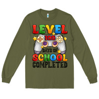 Army Green level 100 days of school completed Long Sleeve Tee - Artiststas