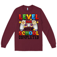 Burgundy level 100 days of school completed Long Sleeve Tee - Artiststas