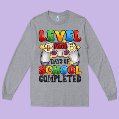 Level 100 Days Of School Completed Long Sleeve Tee Designed By Artiststas
