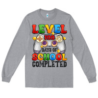 Heather Grey level 100 days of school completed Long Sleeve Tee - Artiststas