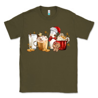 Army Green Christmas Milk and Cookie Latte Coffee Cups Classic Tee - MaliasSmallBusiness