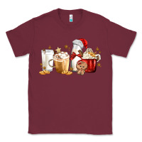 Burgundy Christmas Milk and Cookie Latte Coffee Cups Classic Tee - MaliasSmallBusiness