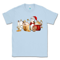 Dusty Blue Christmas Milk and Cookie Latte Coffee Cups Classic Tee - MaliasSmallBusiness