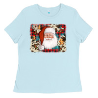 Baby Blue cowhide santa cookie socks background Ladies Tee - AdoDesignShop