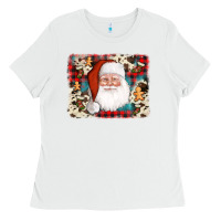 White cowhide santa cookie socks background Ladies Tee - AdoDesignShop