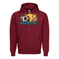 Burgundy Game day Soccer leopard flames fireball Zipper Hoodie - HowdyJamesFarm
