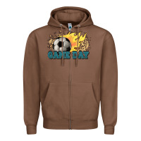 Chestnut Game day Soccer leopard flames fireball Zipper Hoodie - HowdyJamesFarm