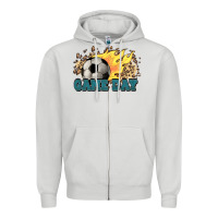 Dove Grey Game day Soccer leopard flames fireball Zipper Hoodie - HowdyJamesFarm