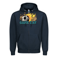 Navy Game day Soccer leopard flames fireball Zipper Hoodie - HowdyJamesFarm
