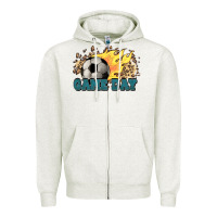 Oatmeal Heather Game day Soccer leopard flames fireball Zipper Hoodie - HowdyJamesFarm
