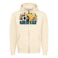 Sandshell Game day Soccer leopard flames fireball Zipper Hoodie - HowdyJamesFarm