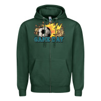Sports Green Game day Soccer leopard flames fireball Zipper Hoodie - HowdyJamesFarm