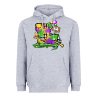 Heather Grey louisiana map alligator mardi gras olivia Heavyweight Hoodie - OliviaCreatesArt