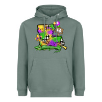 Louisiana Map Alligator Mardi Gras Olivia Heavyweight Hoodie | Teevron