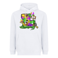 White louisiana map alligator mardi gras olivia Heavyweight Hoodie - OliviaCreatesArt