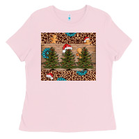 Bubblegum Pink Christmas trees leopard Ladies Tee - AdoDesignShop