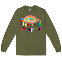 Army Green childcare life Long Sleeve Tee - Artiststas