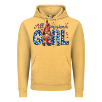 Vintage Mustard all american girl with gnome Vintage Hoodie - NancyCooperArtShop