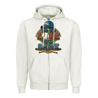 Oatmeal Heather for the love of the game baseball Zipper Hoodie - HowdyJamesFarm