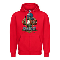 Red for the love of the game baseball Zipper Hoodie - HowdyJamesFarm