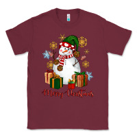 Burgundy Snowman Merry Christmas Classic Tee - NancyCooperArtShop