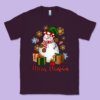 Snowman Merry Christmas Classic Tee Designed By Nancycooperartshop