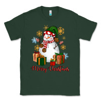 Sports Green Snowman Merry Christmas Classic Tee - NancyCooperArtShop