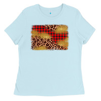 Baby Blue christmas leopard glitter background Ladies Tee - AdoDesignShop