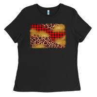 Black christmas leopard glitter background Ladies Tee - AdoDesignShop