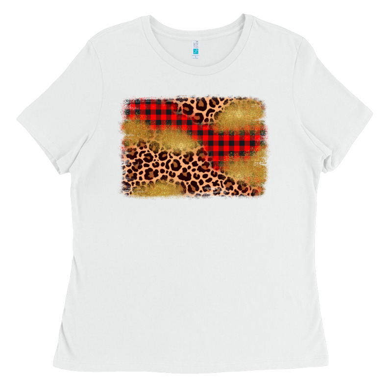 Christmas Leopard Glitter Background Ladies Tee by AdoDesignShop | Teevron