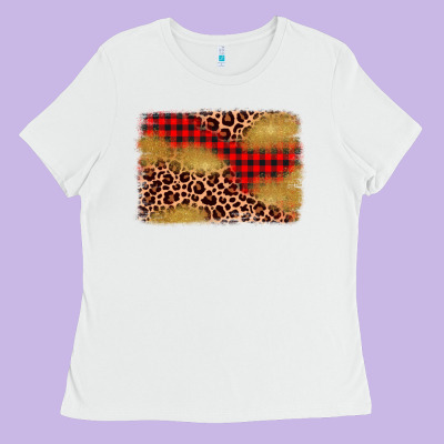 Christmas Leopard Glitter Background Ladies Tee Designed By Adodesignshop
