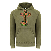Vintage Olive Flower Cross Vintage Hoodie - Jasminsmagicworld
