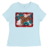 Baby Blue Christmas gemstone leopard background Ladies Tee - AdoDesignShop