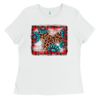 Christmas Gemstone Leopard Background Ladies Tee | Teevron