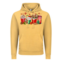Vintage Mustard christmas sloth coffee cups Vintage Hoodie - MaliasSmallBusiness