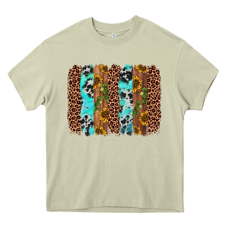 Sunflower Cactus Leopard Brushstroke Heavy Core Tee by AdoDesignShop | Teevron