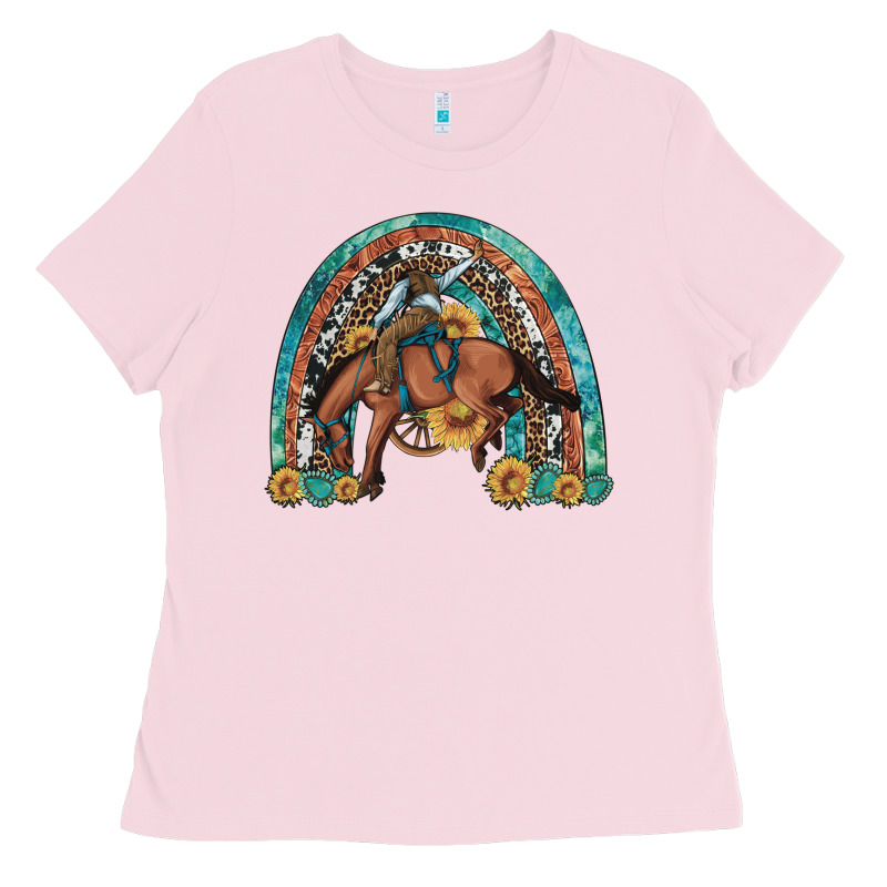 Bucking Bronco Rodeo Rainbow Ladies Tee by Artiststas | Teevron