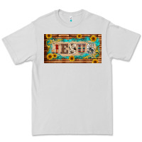 Dove Grey jesus western patterns license plate template Premium Tee - BarkalooDesign