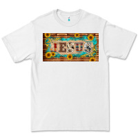 White jesus western patterns license plate template Premium Tee - BarkalooDesign