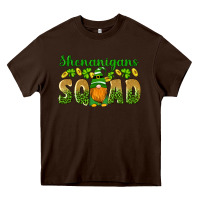Chocolate Brown shenanigans squad gnomes shamrock gold leopard glitter Heavy Core Tee - Artiststas