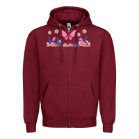 Burgundy butterflies and flowers Zipper Hoodie - TumblerDesignByShophia