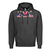 Charcoal Heather butterflies and flowers Zipper Hoodie - TumblerDesignByShophia