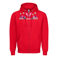 Red butterflies and flowers Zipper Hoodie - TumblerDesignByShophia