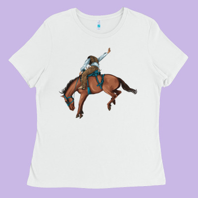 Bucking Bronco Cowboy Rodeo Ladies Tee Designed By Artiststas
