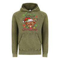 Vintage Olive merry christmas cow Vintage Hoodie - MaliasSmallBusiness
