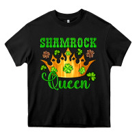 Black shamrock queen crown leopard glitter Heavy Core Tee - Artiststas
