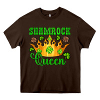 Chocolate Brown shamrock queen crown leopard glitter Heavy Core Tee - Artiststas